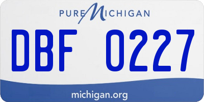 MI license plate DBF0227