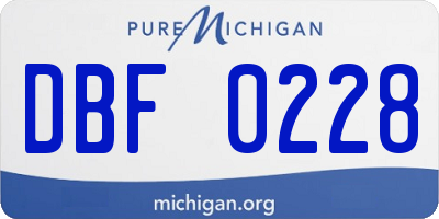MI license plate DBF0228