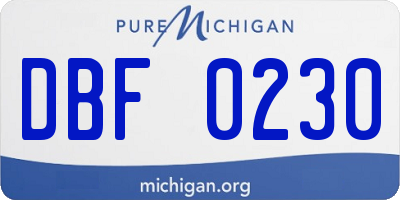 MI license plate DBF0230