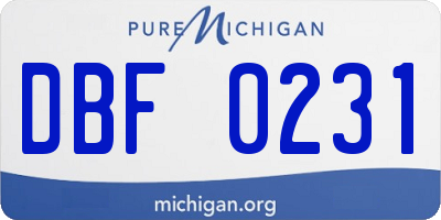 MI license plate DBF0231