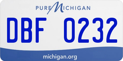 MI license plate DBF0232