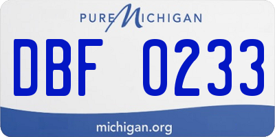MI license plate DBF0233
