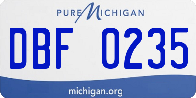MI license plate DBF0235