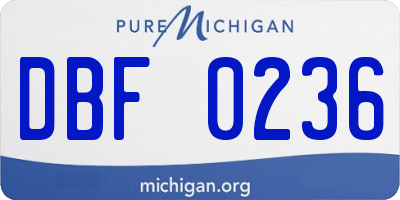 MI license plate DBF0236