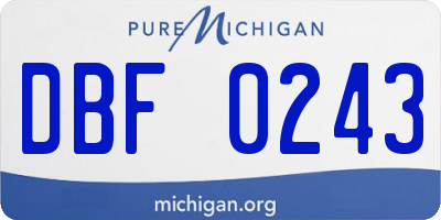 MI license plate DBF0243