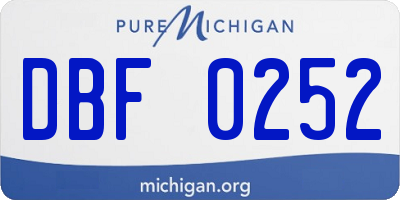 MI license plate DBF0252