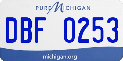 MI license plate DBF0253