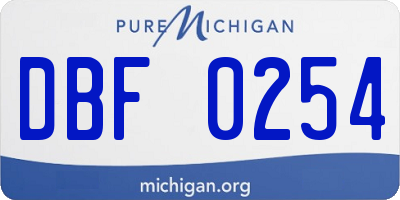 MI license plate DBF0254