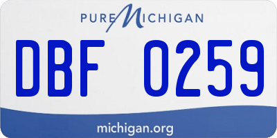 MI license plate DBF0259