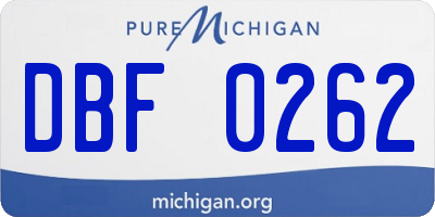 MI license plate DBF0262