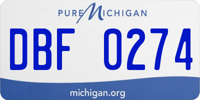 MI license plate DBF0274