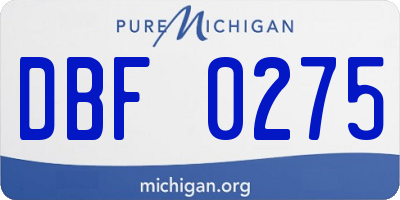 MI license plate DBF0275