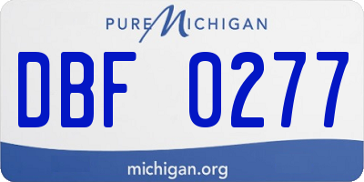MI license plate DBF0277