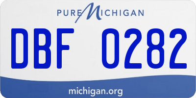 MI license plate DBF0282