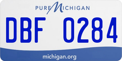 MI license plate DBF0284