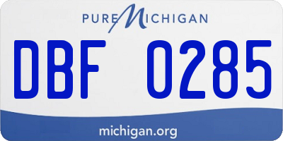 MI license plate DBF0285