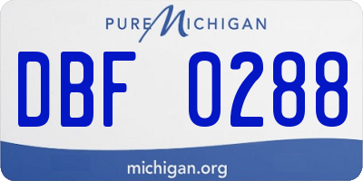 MI license plate DBF0288