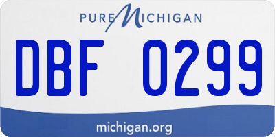 MI license plate DBF0299