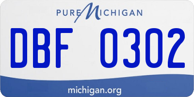 MI license plate DBF0302