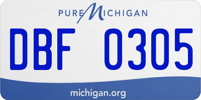 MI license plate DBF0305