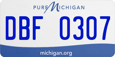 MI license plate DBF0307