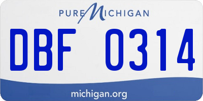 MI license plate DBF0314