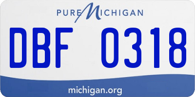 MI license plate DBF0318