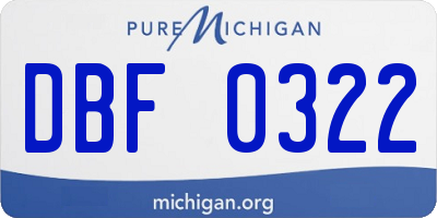 MI license plate DBF0322