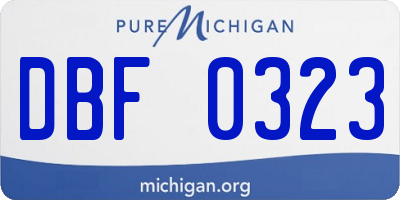MI license plate DBF0323