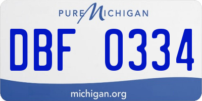 MI license plate DBF0334