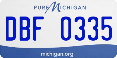 MI license plate DBF0335