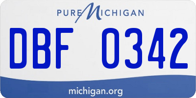 MI license plate DBF0342
