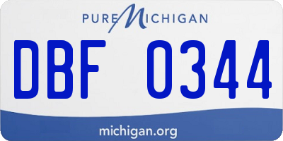 MI license plate DBF0344