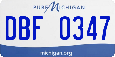 MI license plate DBF0347