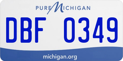MI license plate DBF0349
