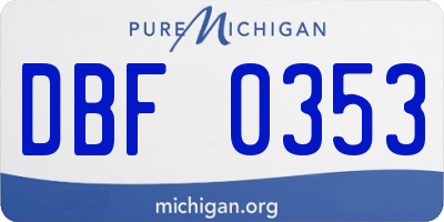 MI license plate DBF0353