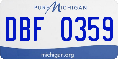 MI license plate DBF0359