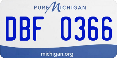 MI license plate DBF0366