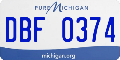 MI license plate DBF0374