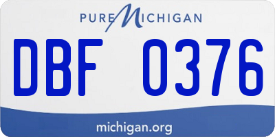 MI license plate DBF0376