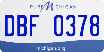 MI license plate DBF0378