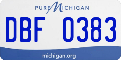 MI license plate DBF0383