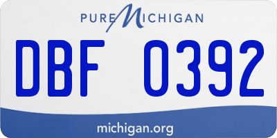 MI license plate DBF0392
