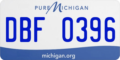 MI license plate DBF0396
