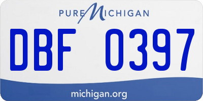 MI license plate DBF0397