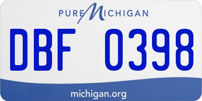 MI license plate DBF0398