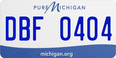 MI license plate DBF0404