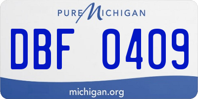 MI license plate DBF0409