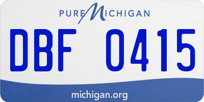 MI license plate DBF0415