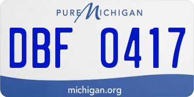 MI license plate DBF0417